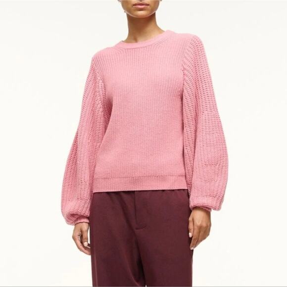 Staud Damask Pink Aura Bishop Sleeve Sweater L